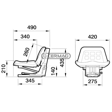 Sedile standard con molleggio M2 61671 COBO