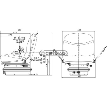 Sedile GT75 con molleggio pneumatico M97 65007 COBO