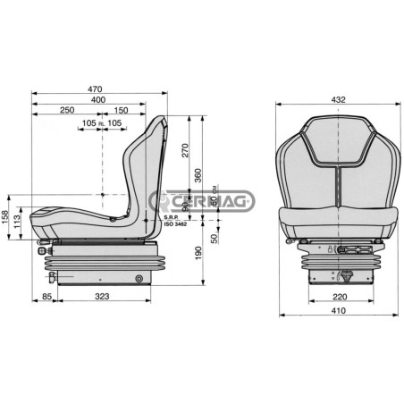 ASIENTO SKAY CON SUSPENSIÓN MECÁNICA, CINTURONES, MICRO Y GUÍAS MOD. PS 40 HOMOLOGADO 63368 COBO