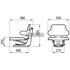 ASIENTO CON BASE HORIZONTAL E INCLINADA CON SUSPENSIÓN VERTICAL SC20 60586 COBO