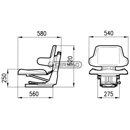 SEDILE A BASE ORIZZONTALE ED INCLINATA CON MOLLEGGIO VERTICALE SC20 60586 COBO