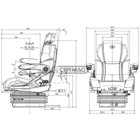 Sedile ICS-LB con molleggio pneumatico M98 (Omologato) 65386 COBO