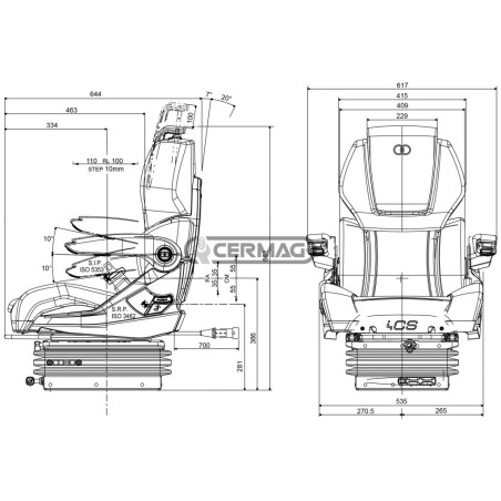 sedile ICS MB tessuto e molleggio meccanico M293 (Omologato) 65389 COBO