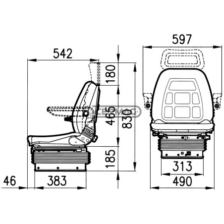 ASIENTO PARA TRACTORES CON CABINA Y SIN CABINA CON SUSPENSIÓN NEUMÁTICA SC90 (HOMOLOGADO) 62745 COBO