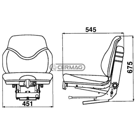 Asiento con base inclinada SC88 con suspensión M30 en SKAY (homologado) 63650 COBO
