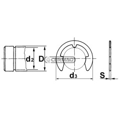 Circlip radial Diamètre de l'arbre 1,4 ÷ 2 mm 61404