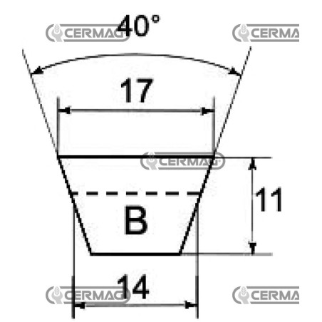 Sección de correa trapezoidal de distribución BX47 64332 Continental
