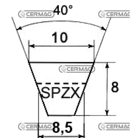 Cinghia trapezoidale dentata SPZX-XPZ Sezione SPZX1012 64346 Continental