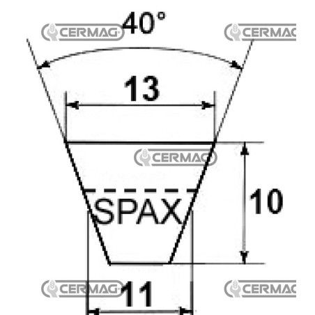 Sección de correa trapezoidal dentada SPAX-XPA SPAX0732 64357 Continental