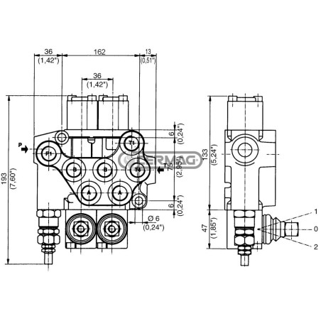 4-lever distributor prepared for CARRY OVER 3/8" Gas connections DE - DE - DE - DE circuit 80011 Bondioli &amp- pavesi