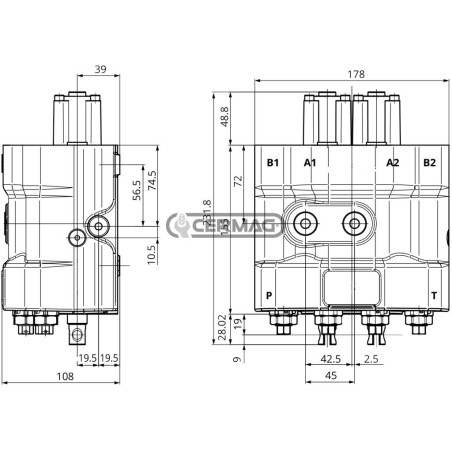 2-lever double-acting distributor for loaders with LOAD SENSING circuit 83935 AMI oleodinamica
