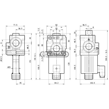 3-way solenoid valve (selector) series VS91 VS92 Connection 1/2" Gas Voltage 12 V 81531 Rexroth bosch group