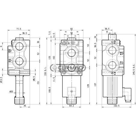 6-way solenoid valve (selector) series VS311 VS312 Connection 1/2" Gas Voltage 24 V 82134 Rexroth bosch group