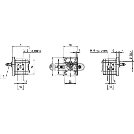 Bomba de engranajes GRUPO 1 - PLP10 Cilindrada 6,3 cm³ Rotación izquierda 83678 Casappa