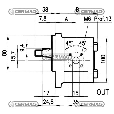Bomba de engranajes GRUPO 2 Cilindrada 12 cm³ Conicidad 1:5 Rotación derecha 83236 Madeineurope