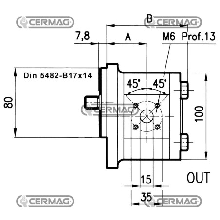 Bomba de engranajes GRUPO 2 Cilindrada 6,3 cm³ Eje 17x14 - Z.9 Izquierda Rotación 81815 Madeineurope