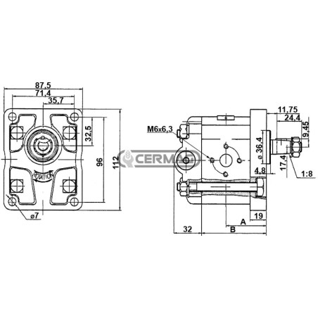 Bomba de engranajes GRUPO 2 con válvula para dirección asistida. Rotación izquierda. 83275. Fabricado en Europa.