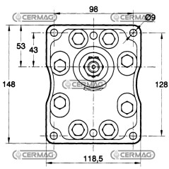 Bomba de engranajes estándar GRUPO 3 Cilindrada 32 cm³ Rotación a la derecha 80512 Fabricada en Europa