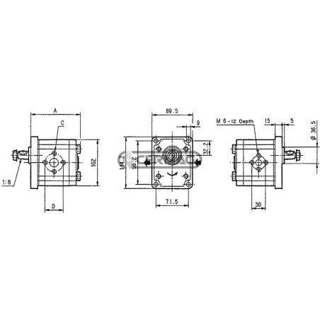 Bomba de engranajes GRUPO 2 - PLP20 Cilindrada 25 cm³ Rotación izquierda 83709 Casappa