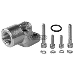 Brida de 4 orificios para bombas tipo BOSCH. Distancia entre orificios: 40 mm. Conexión de manguera: 3/4" Gas 83189 | Newgard...