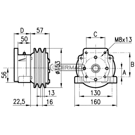 Innesto elettromagnetico per pompe GRUPPO 1 e 2 Tensione 12 V Coppia nominale 14 Nm 81640