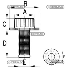 Bouchon de remplissage avec panier filtrant métallique Débit de collecte 250 dm3/min 80890