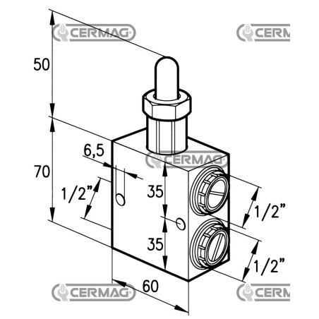Valve de frein hydraulique à bouton-poussoir pour remorques 81230 Fabriquée en Italie