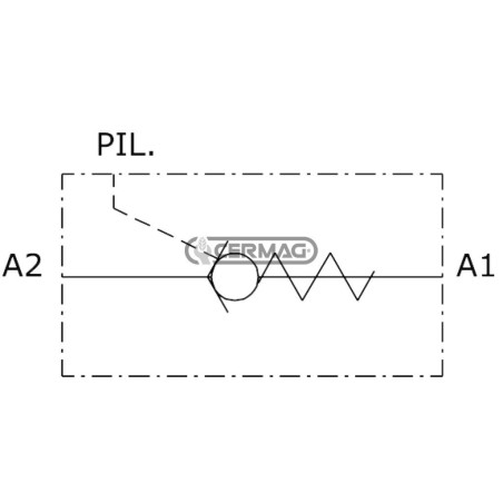 Einfachwirkendes, vorgesteuertes Inline-Absperrventil, 1/2"-Gasanschluss, 83094, Hergestellt in Italien
