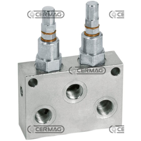 Doppeltes Druckbegrenzungsventil, maximaler Durchfluss 70 l/min, Anschlüsse 1/2" GAS 83385, Hergestellt in Italien | Newgarde...