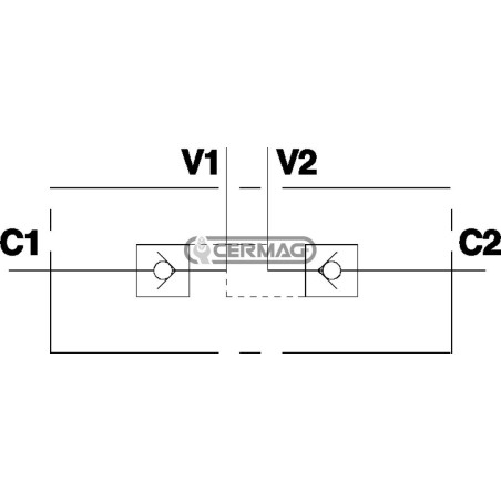Bloc pilote compact DE 1/4" Débit 20 l/min Raccordements V1-V2-C1-C2 1/4" Gaz 84238