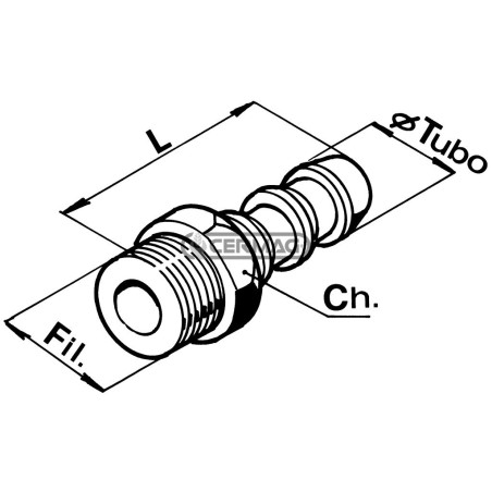 Raccordo maschio per bassa pressione Diametro del tubo 3/4" - 19 mm Filetto 3/4" Gas 81938