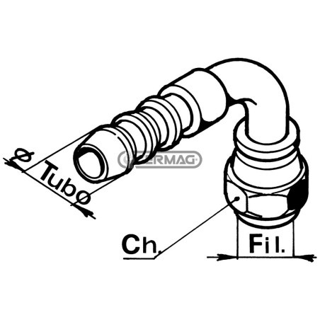 Raccordo femmina 90° bassa pressione Diametro del tubo 1" - 25 mm Filetto 1" Gas 81944