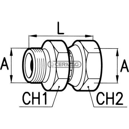 Nipples di congiunzione maschio - femmina dado girevole Filetto - A 1"1/4 Gas 82725