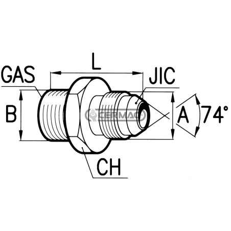 Boquilla reductora JIC de 74° con rosca macho JIC 9/16" - 18 - Macho 3/8" 81155