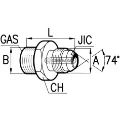 Boquilla reductora JIC de 74° con rosca macho JIC de 3/4" - 16 - Macho de 3/8" 81742