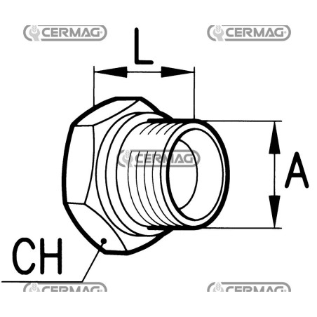Rosca hexagonal macho - M20x1.5 80325