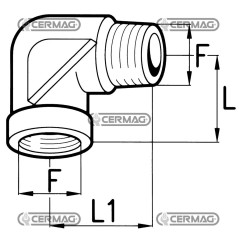 Adaptateur mâle-femelle en L - Filetage F 1/4" Gaz 81174