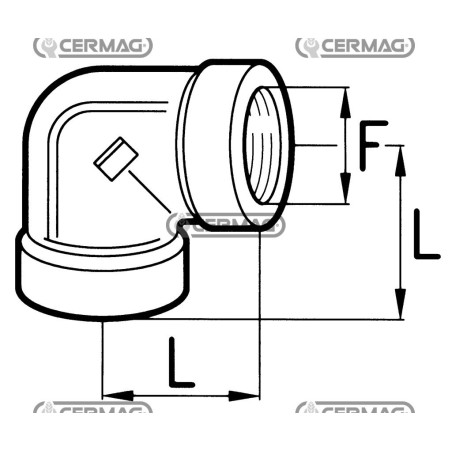 Adaptateur femelle en L - Filetage femelle - F 3/8" Gaz 81171