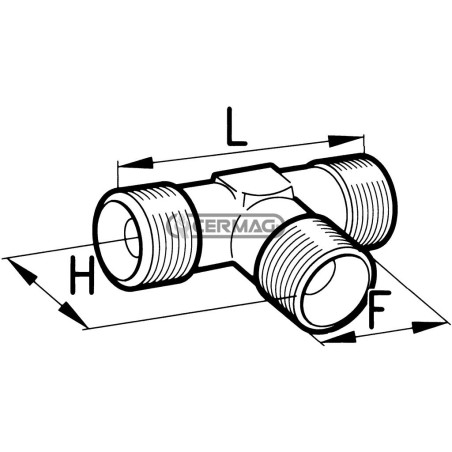 Adaptateur en T avec raccord fileté mâle - F 3/8" Gaz 80870