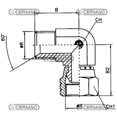Adaptateur fileté pivotant mâle-femelle à 90° - R 1/2" Gaz 82968