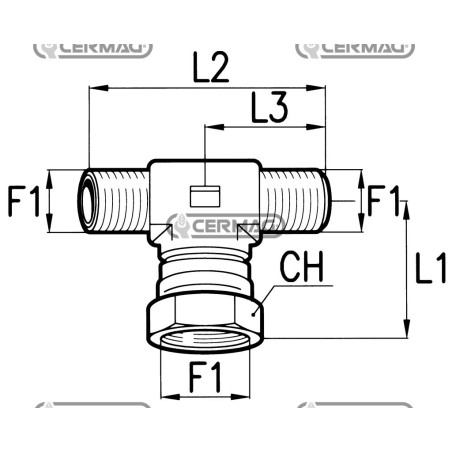Adaptateur en T mâle-mâle-femelle à filetage pivotant - F1 3/4" Gaz 81184