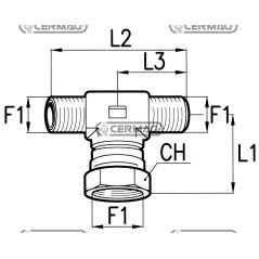 Adaptateur en T mâle-mâle-femelle à filetage pivotant - F1 1" Gaz 83570