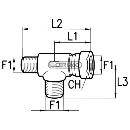 Adaptateur en T mâle - Écrou pivotant femelle - Filetage mâle - F1 3/4" Gaz 81188