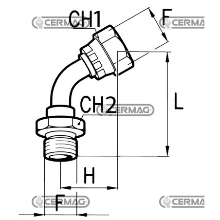 Adaptateur fileté mâle-femelle à 45° - F 3/8" Gaz 82069