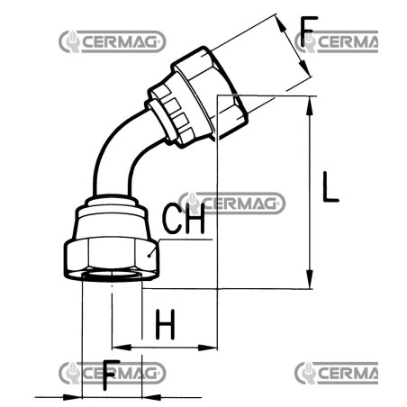 Rosca adaptadora hembra de cono de 45° - 60° - F 1"1/4 Gas 83582