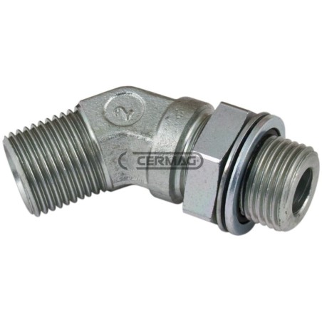 Adaptateur pivotant à 45° avec filetage OR - R BSPP 1" Filetage gaz - R2 BSPP 3/4" Gaz 83411 | NewgardenAgri.com