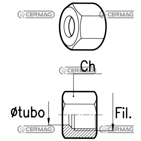 Dado DIN 3870 Diametro del tubo 6L Filetto M12x1,5 81763