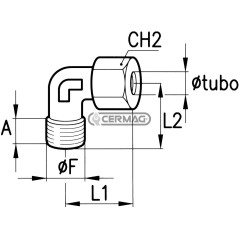 Raccordo con estremità a L Diametro del tubo 8 mm Filetto - F 1/4" Gas 81301