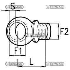 Œillet fileté avec butée Filetage - F2 3/8" Diamètre du trou de gaz - F1 1/2" pouce 82761