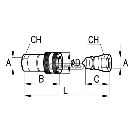 Innesto rapido MASCHIO a valvola Serie NV Innesto da 1/4" 80350 FASTER